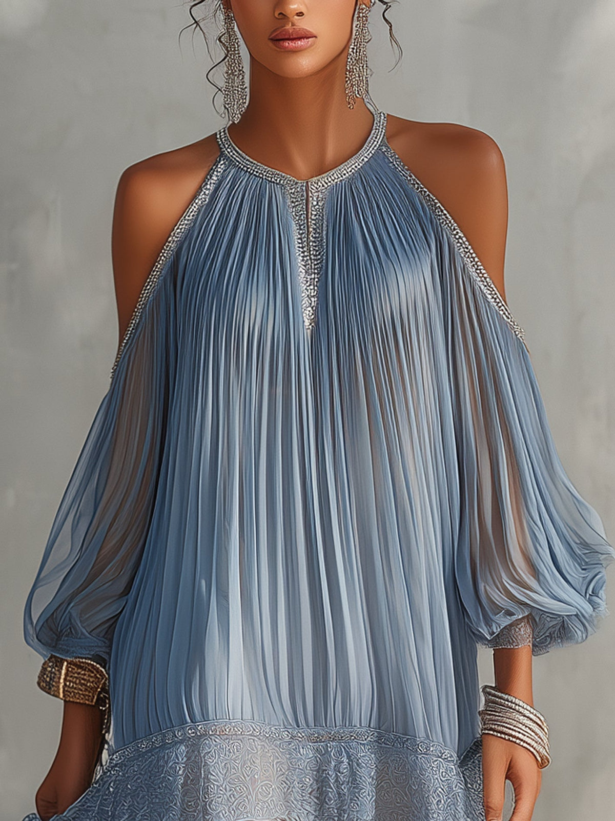 Maya | Mini Abito Blu con Spalle Scoperte