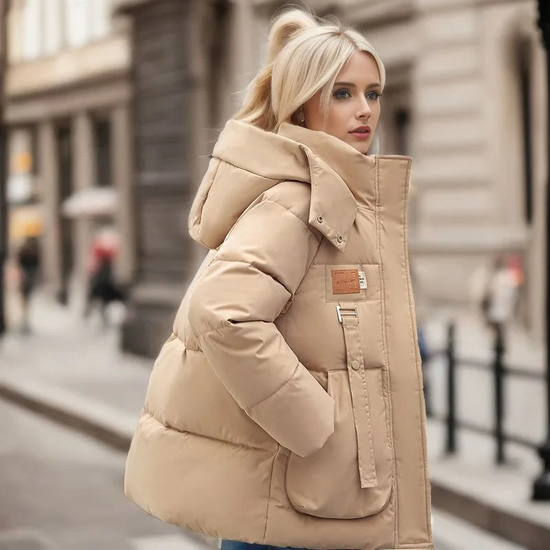 CityStyle - Cappotto invernale imbottito oversize con cappuccio da donna