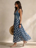 Maya | Abito con Corpetto Denim e Gonna a Pois