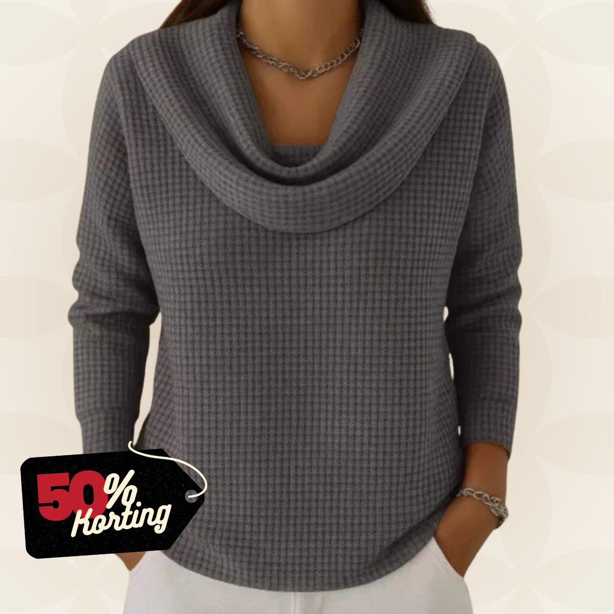 Lindsay – Maglione caldo con un elegante scollo a cascata