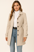 Trench autunnale da donna con cintura, modello sciancrato, per la mezza stagione