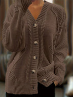 Cardigan Casual a Maglia Cable Colorato per Donne
