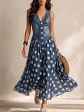 Maya | Abito con Corpetto Denim e Gonna a Pois