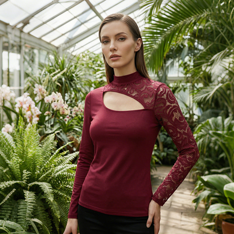 TJARA | Top a maniche lunghe con pizzo e cut-out
