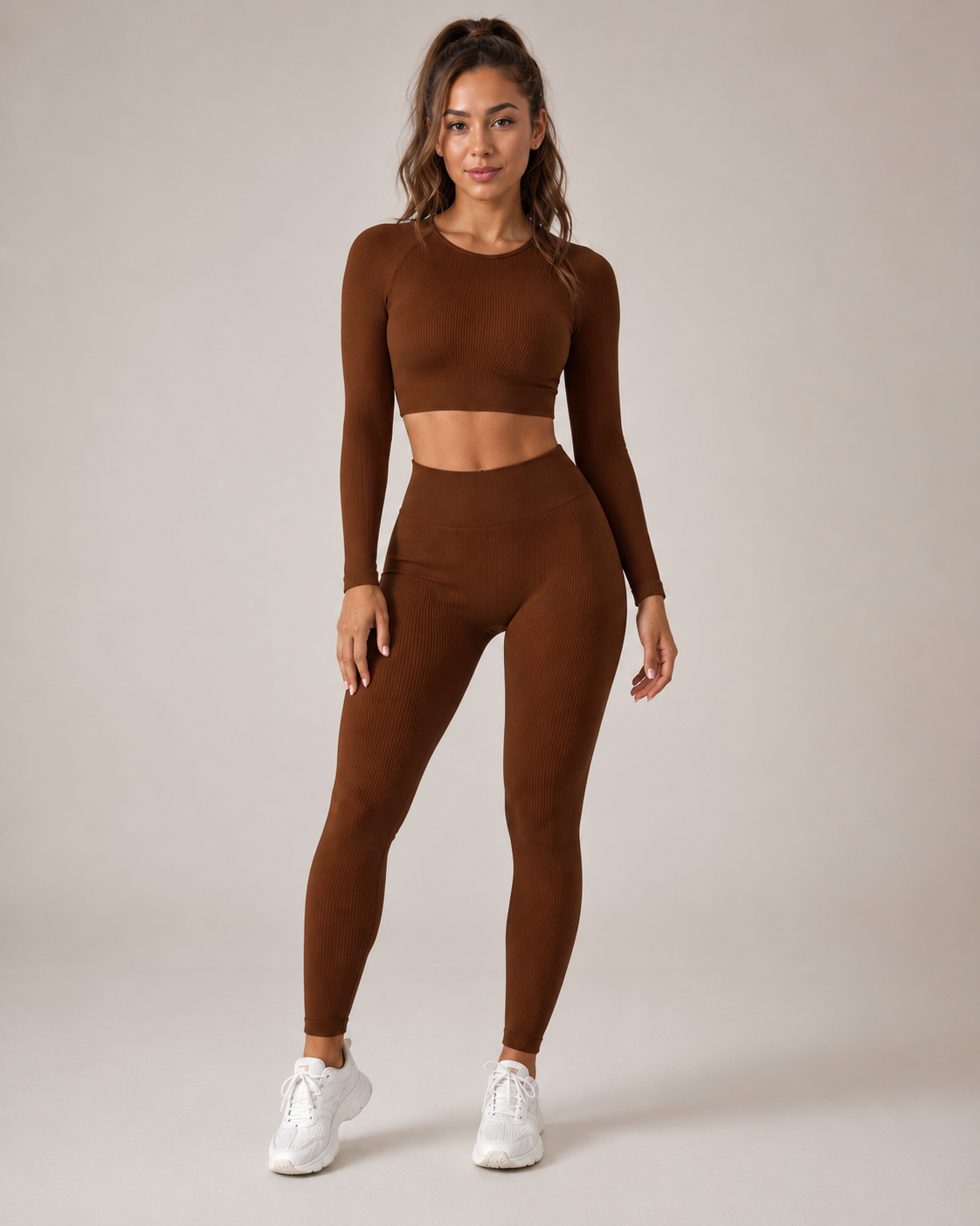 Set da yoga senza cuciture con top corto e leggings da donna – Keona