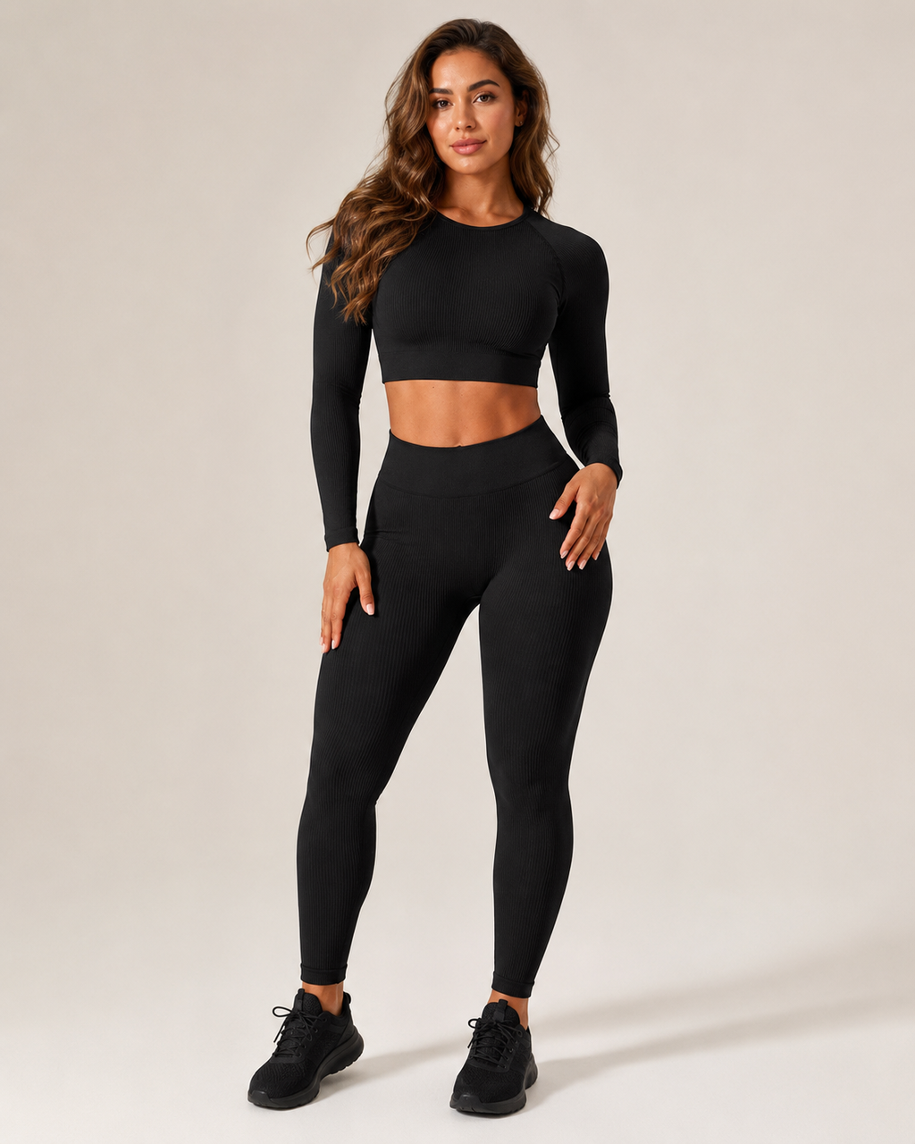 Set da yoga senza cuciture con top corto e leggings da donna – Keona