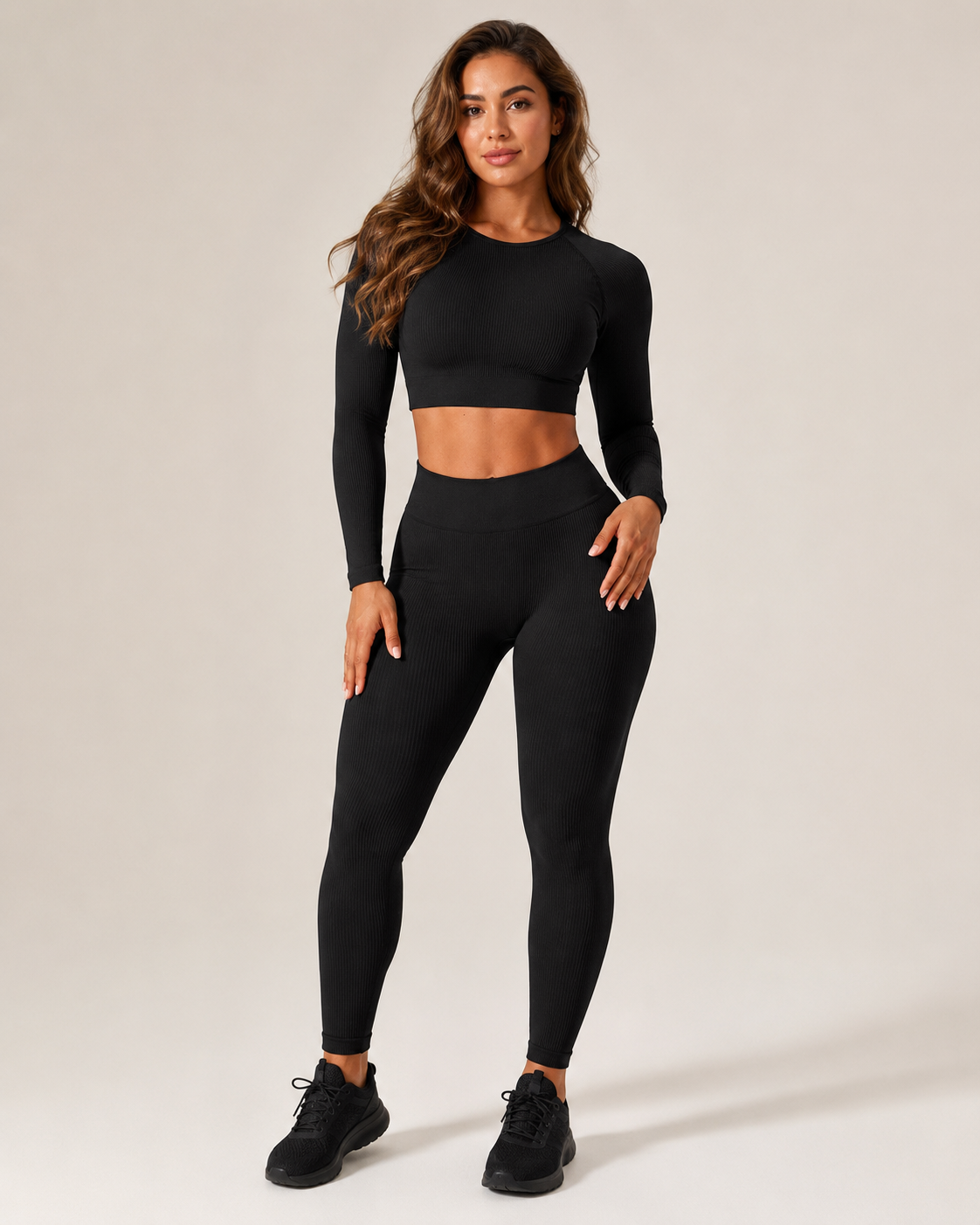 Set da yoga senza cuciture con top corto e leggings da donna – Keona