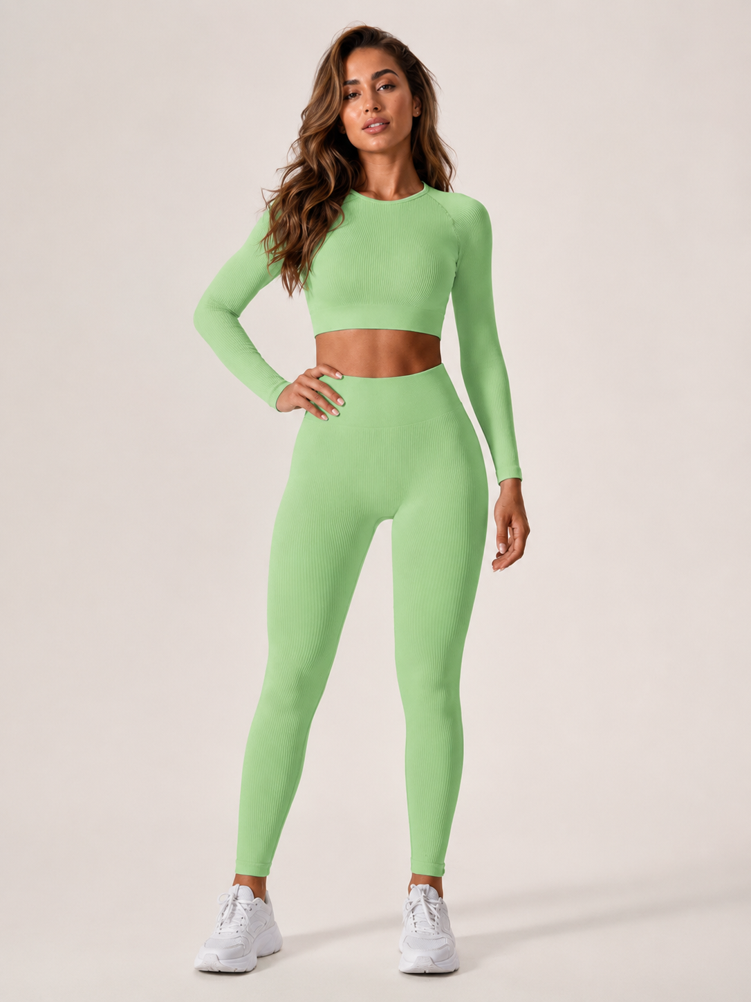 Set da yoga senza cuciture con top corto e leggings da donna – Keona