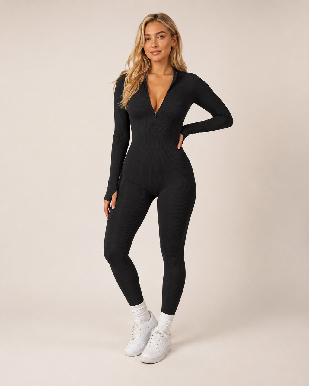 Tuta sportiva senza cuciture con cerniera da donna – Kalia