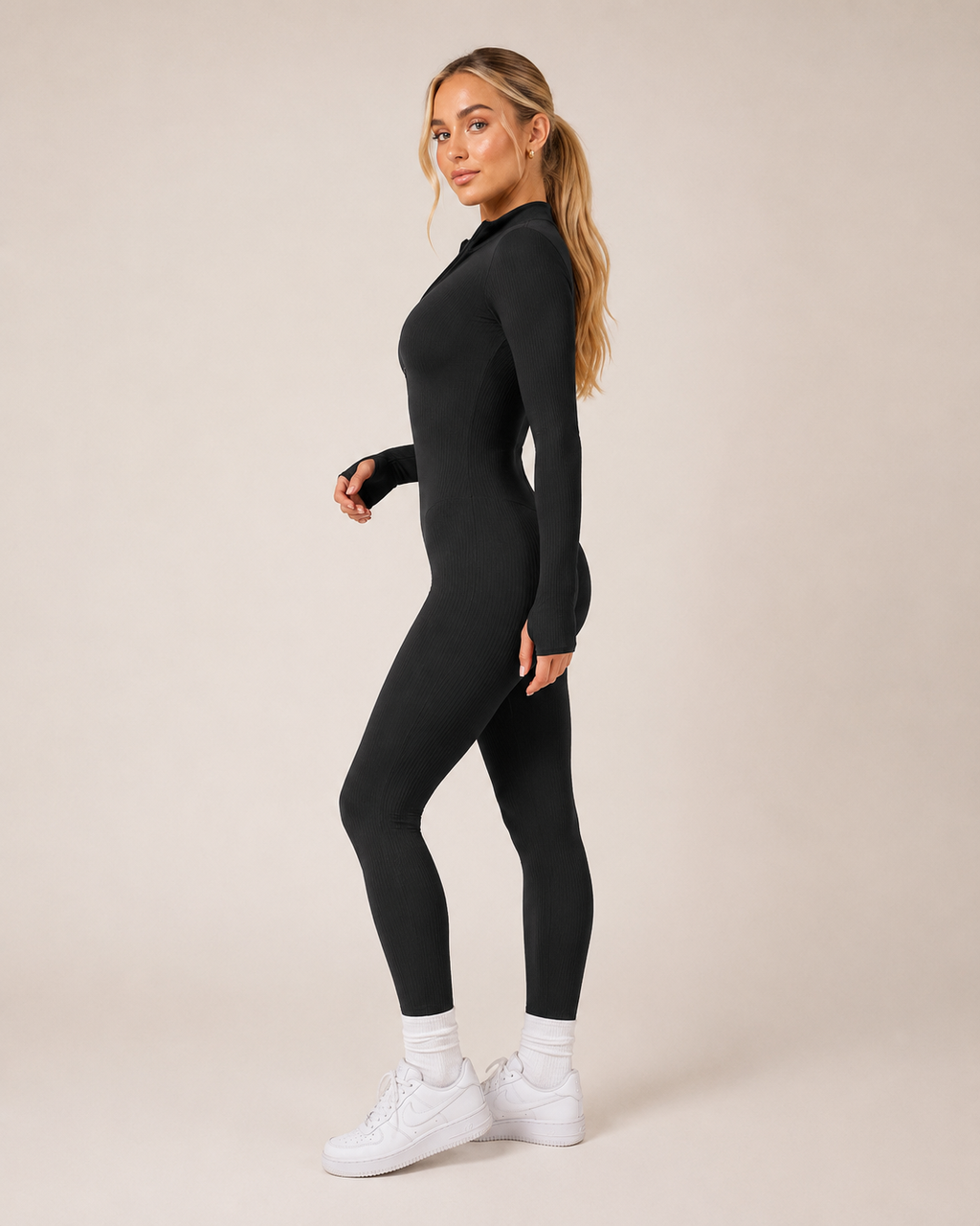 Tuta sportiva senza cuciture con cerniera da donna – Kalia