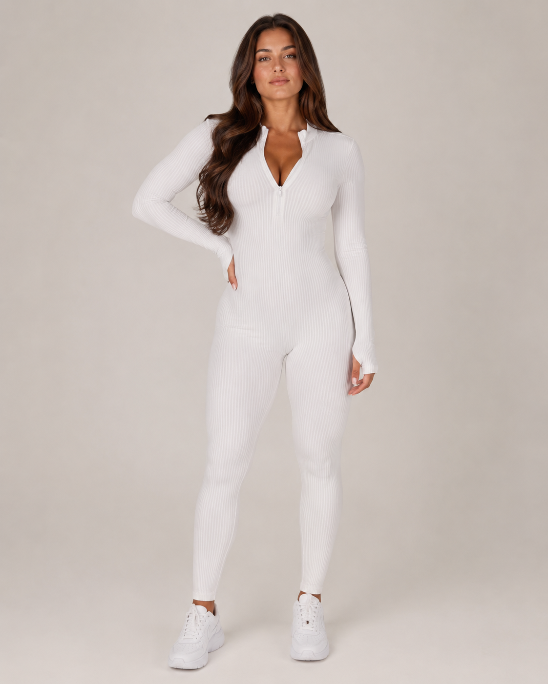Tuta sportiva senza cuciture con cerniera da donna – Kalia