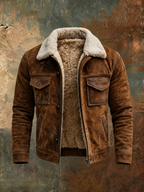 Giacca effetto pelle con interno sherpa da uomo