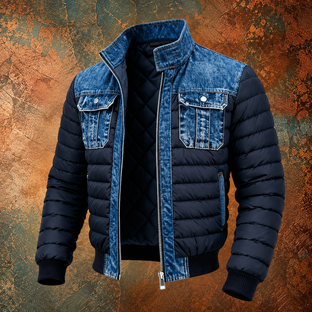 Giacca di jeans imbottita classica da uomo