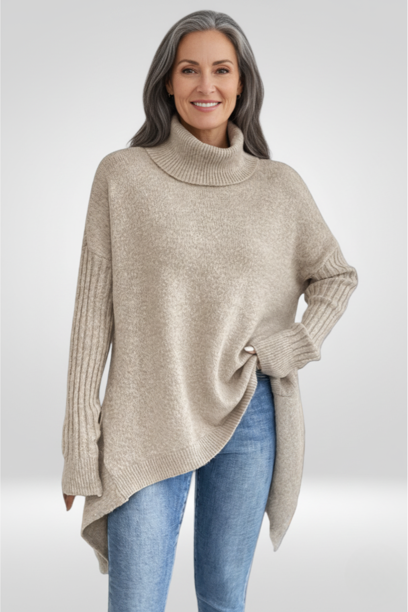 Romara - Maglione oversize a collo alto beige