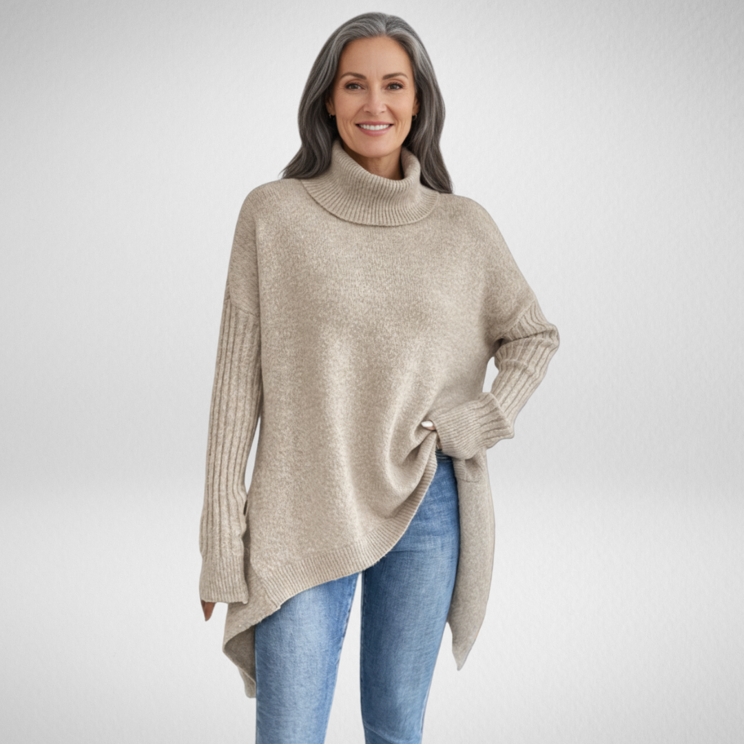 Romara - Maglione oversize a collo alto beige