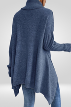 Romara - Maglione oversize a collo alto blu, retro