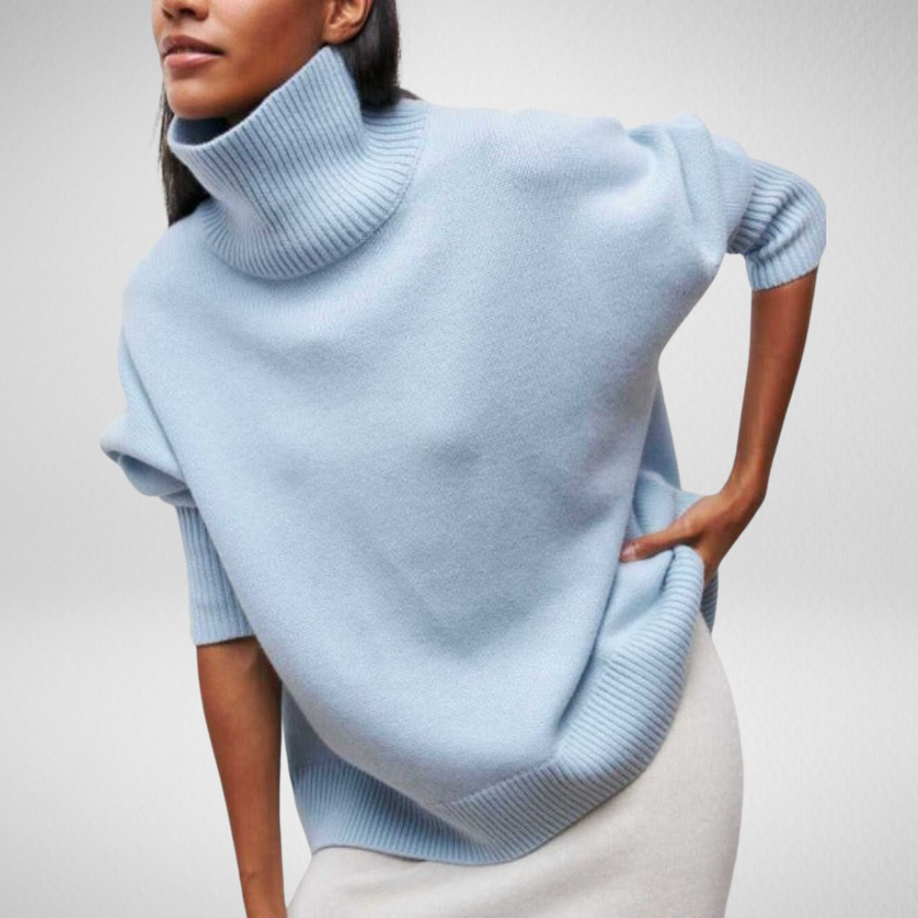 Linnea - Maglione oversize a collo alto azzurro