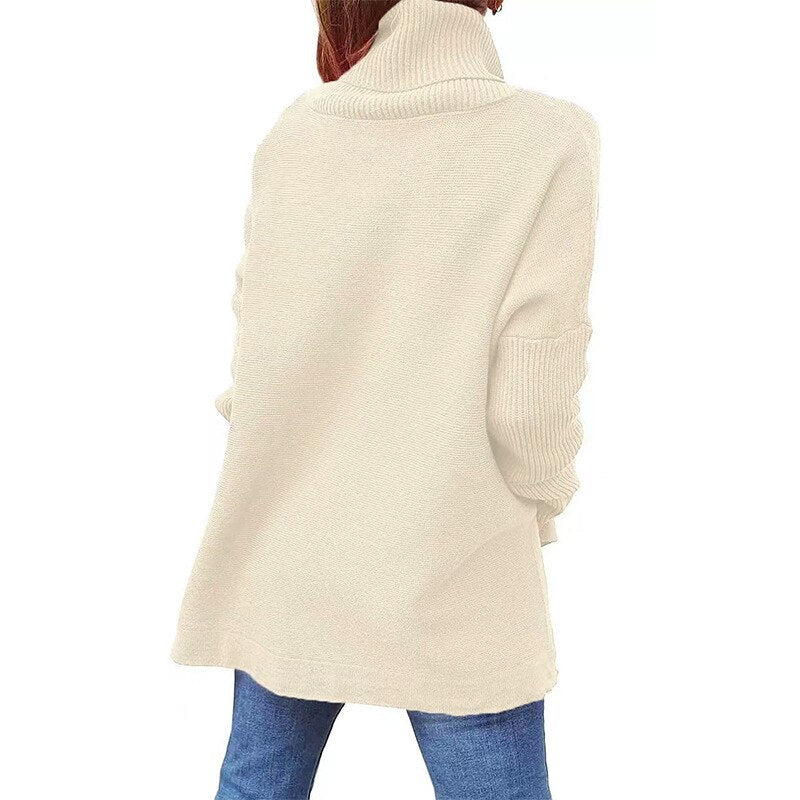 Jessica - Maglione morbido a collo alto beige