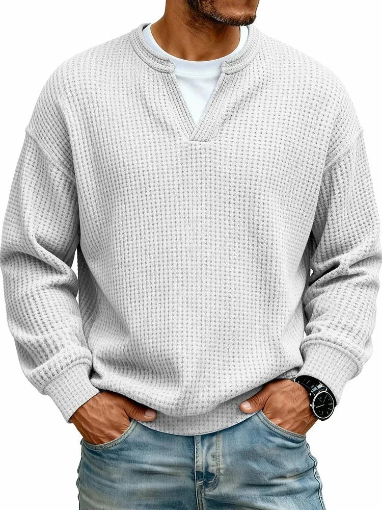 Camicia casual con scollo a V e maniche lunghe