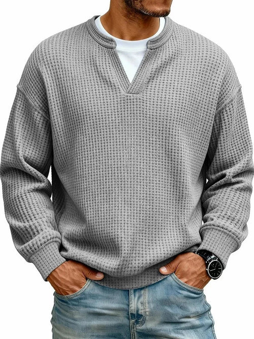 Camicia casual con scollo a V e maniche lunghe