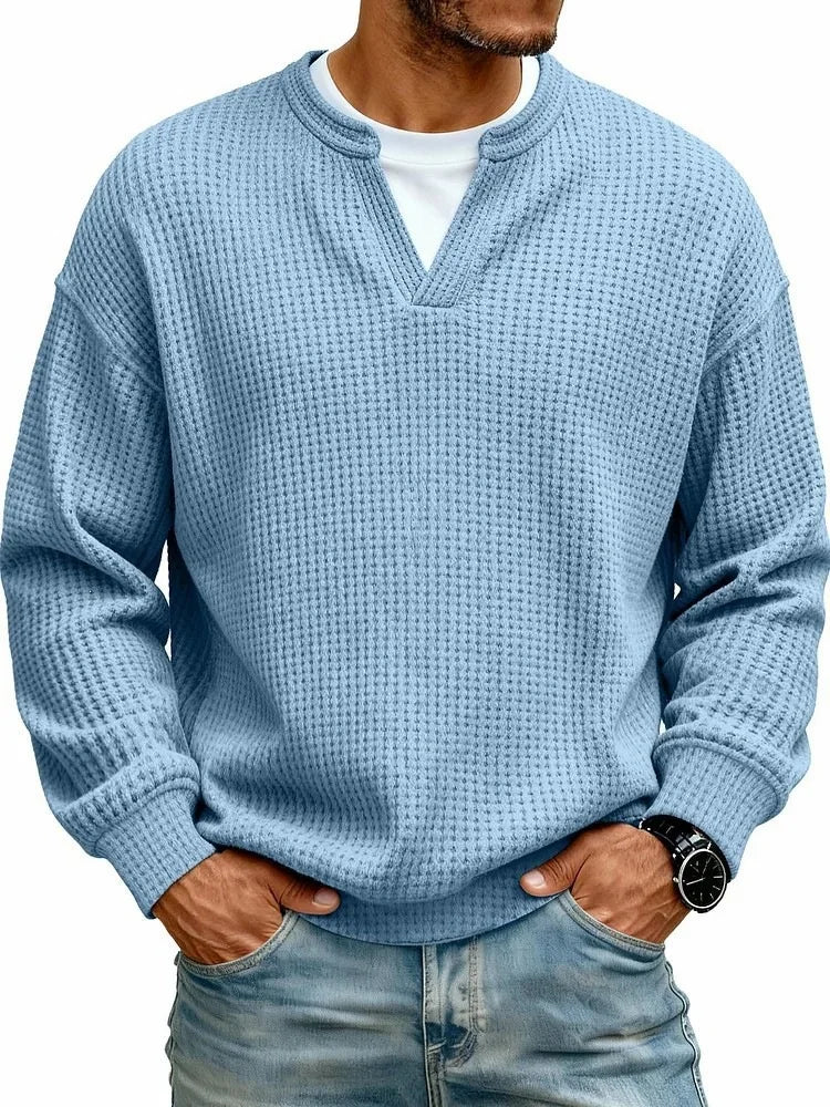 Camicia casual con scollo a V e maniche lunghe