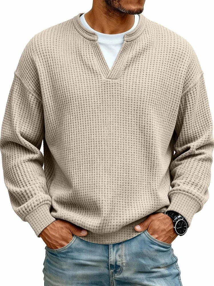 Camicia casual con scollo a V e maniche lunghe