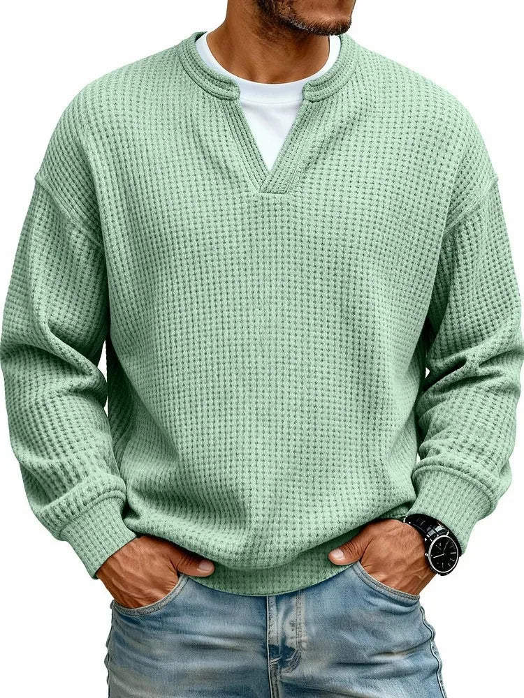 Camicia casual con scollo a V e maniche lunghe