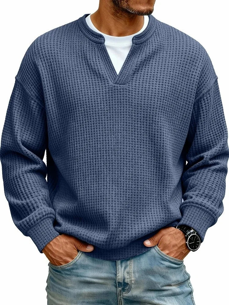 Camicia casual con scollo a V e maniche lunghe