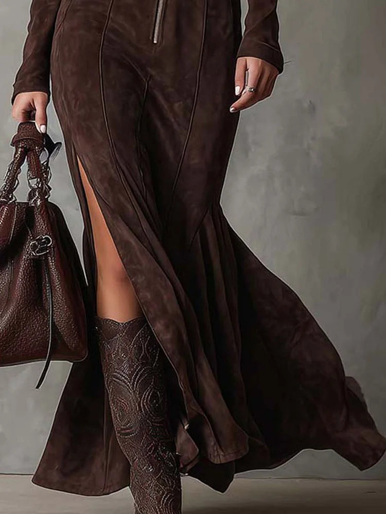 Ludovica – abito lungo con cintura e zip