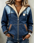 Penelope – felpa effetto denim con zip e fodera sherpa
