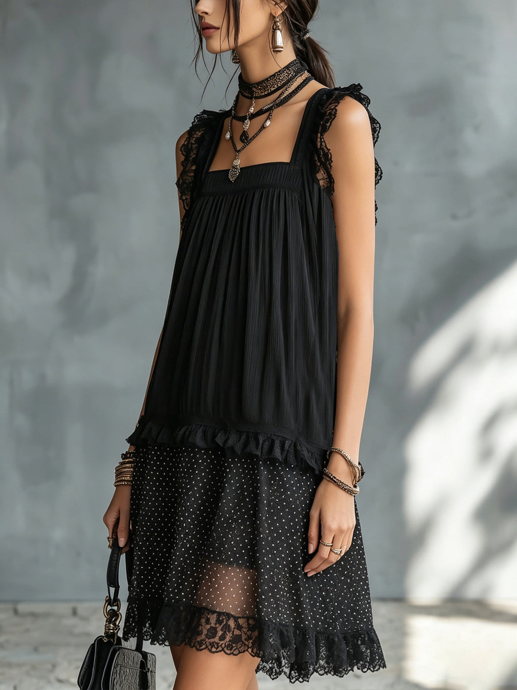 Delphine | Mini Abito a Pois Plissettato