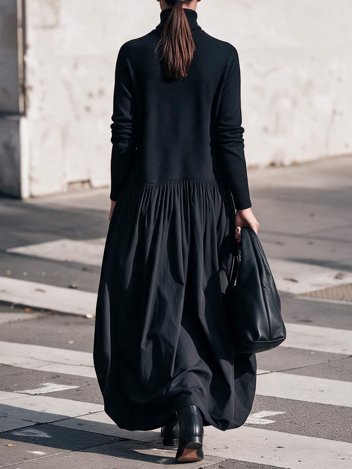 Celinne – abito lungo oversize con collo alto