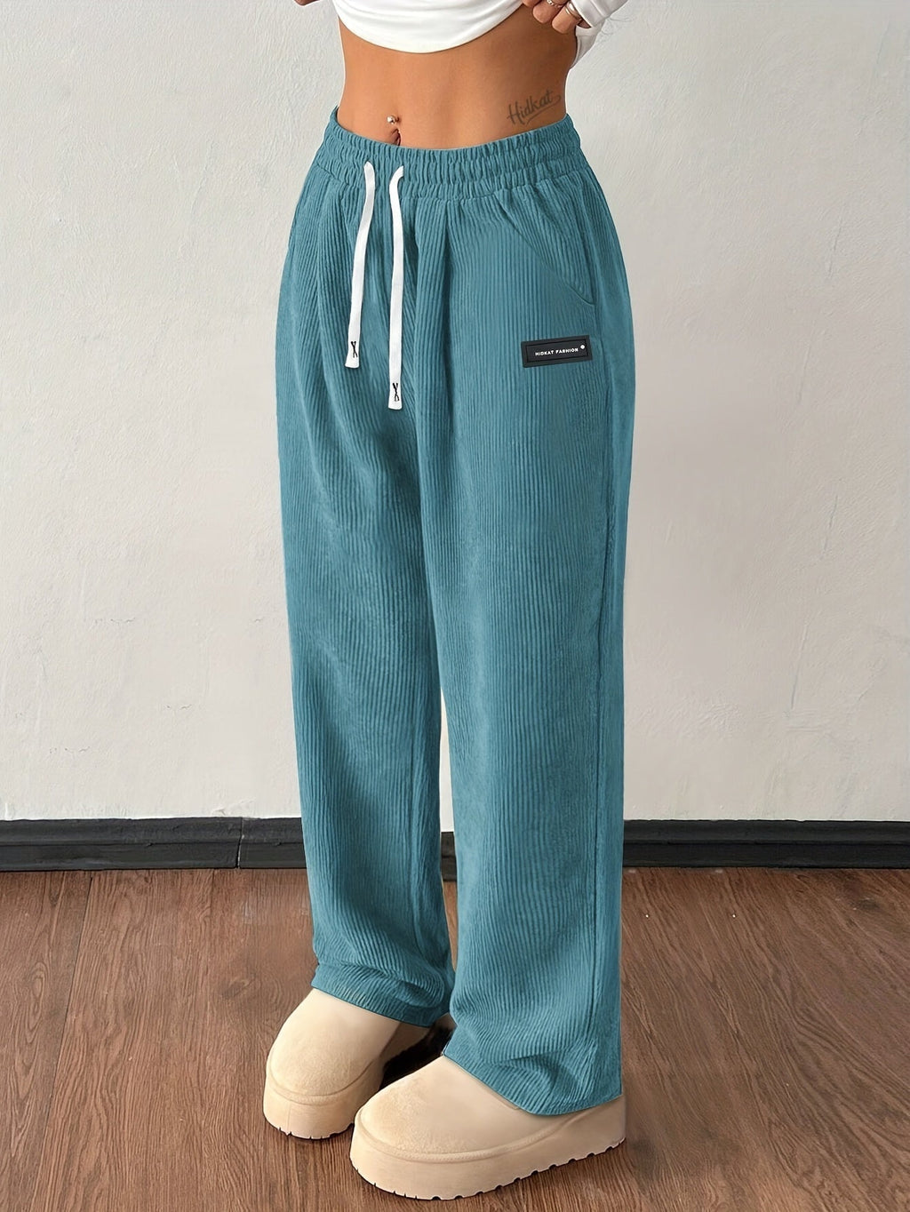 Pantaloni jogger da donna in velluto a coste – Vestibilità morbida con elastico in vita