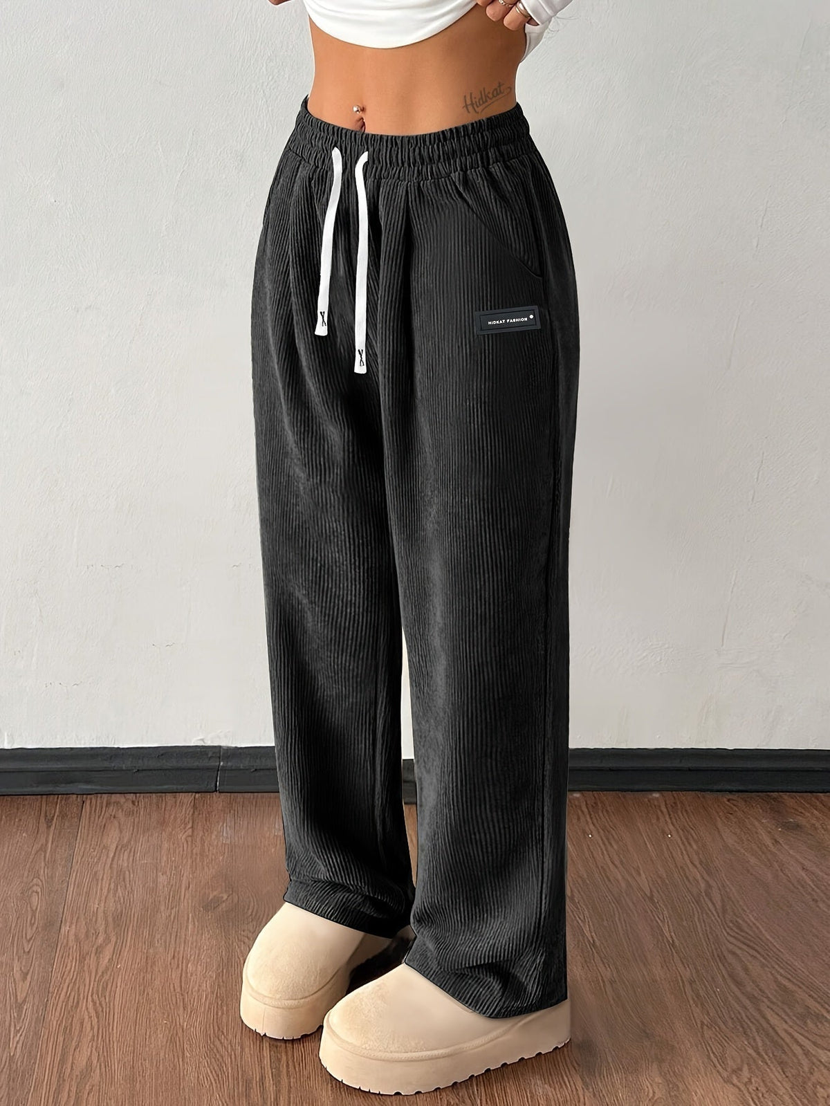 Pantaloni jogger da donna in velluto a coste – Vestibilità morbida con elastico in vita