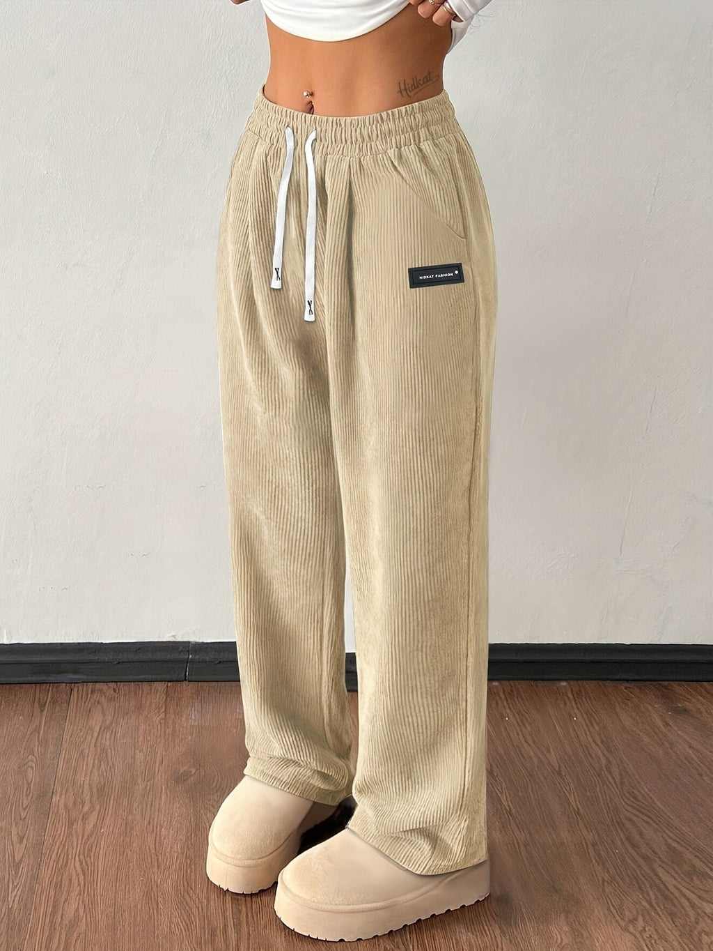 Pantaloni jogger da donna in velluto a coste – Vestibilità morbida con elastico in vita