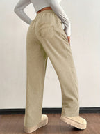 Pantaloni jogger da donna in velluto a coste – Vestibilità morbida con elastico in vita