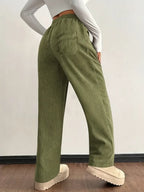 Pantaloni jogger da donna in velluto a coste – Vestibilità morbida con elastico in vita