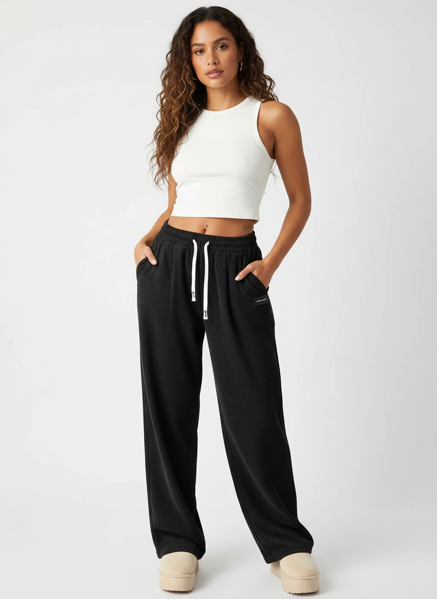 Pantaloni jogger da donna in velluto a coste – Vestibilità morbida con elastico in vita