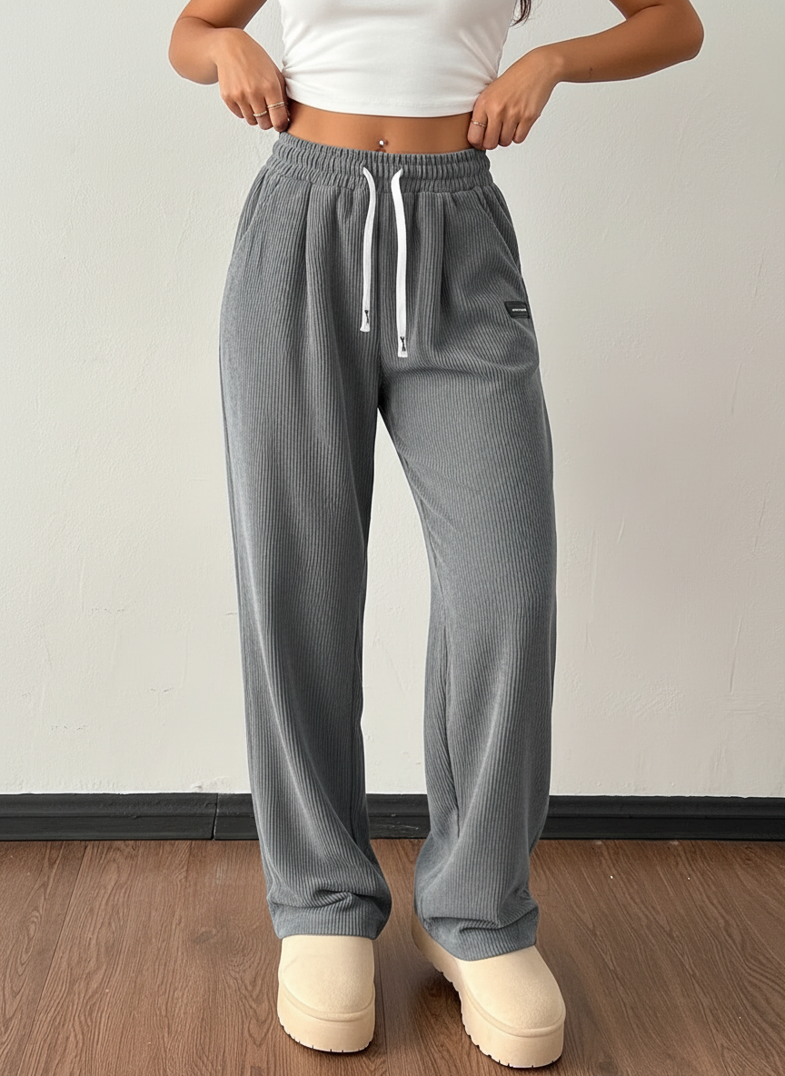 Pantaloni jogger da donna in velluto a coste – Vestibilità morbida con elastico in vita