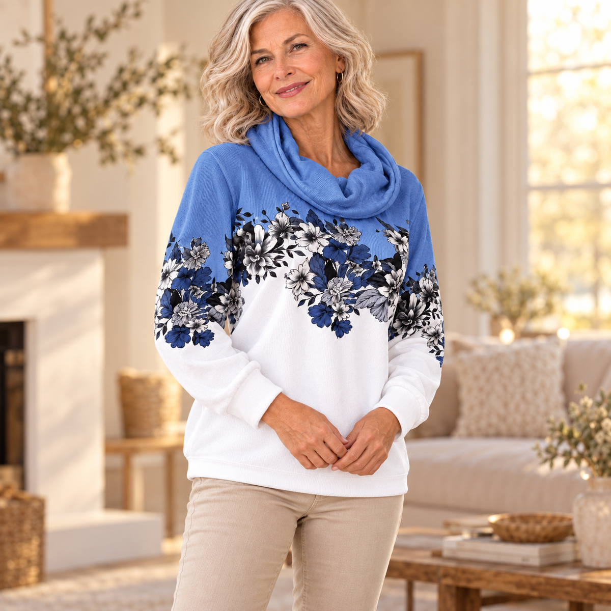 Alora | Maglione a fiori con scollo morbido