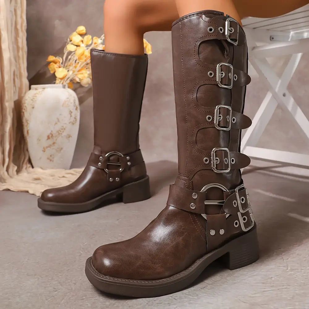 Stivaletti da moto da donna alti in stile britannico - Freedom Boots