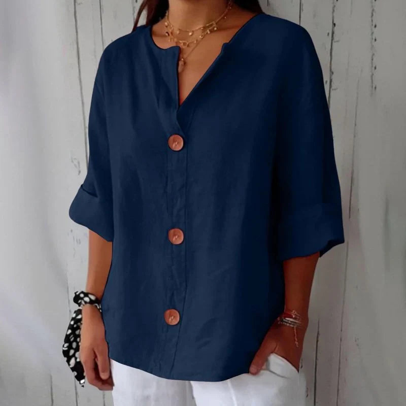 Camicetta da donna con scollo a V e maniche corte – Comoda e leggera – Azélie
