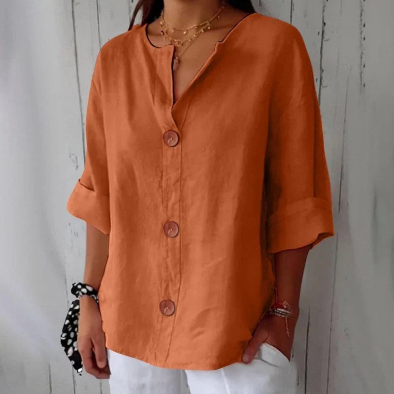 Camicetta da donna con scollo a V e maniche corte – Comoda e leggera – Azélie