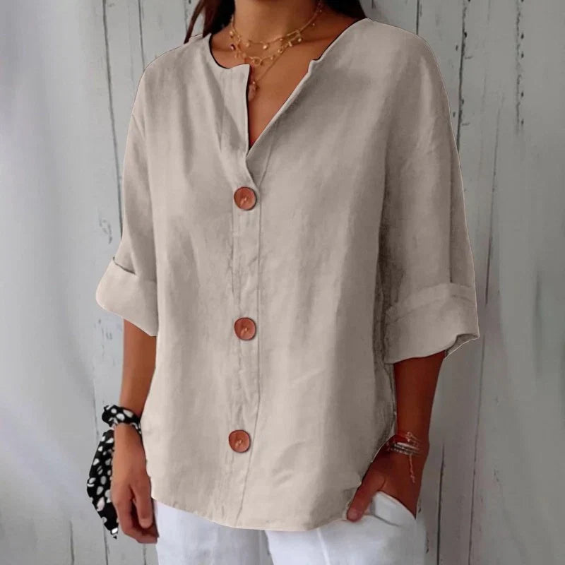 Camicetta da donna con scollo a V e maniche corte – Comoda e leggera – Azélie