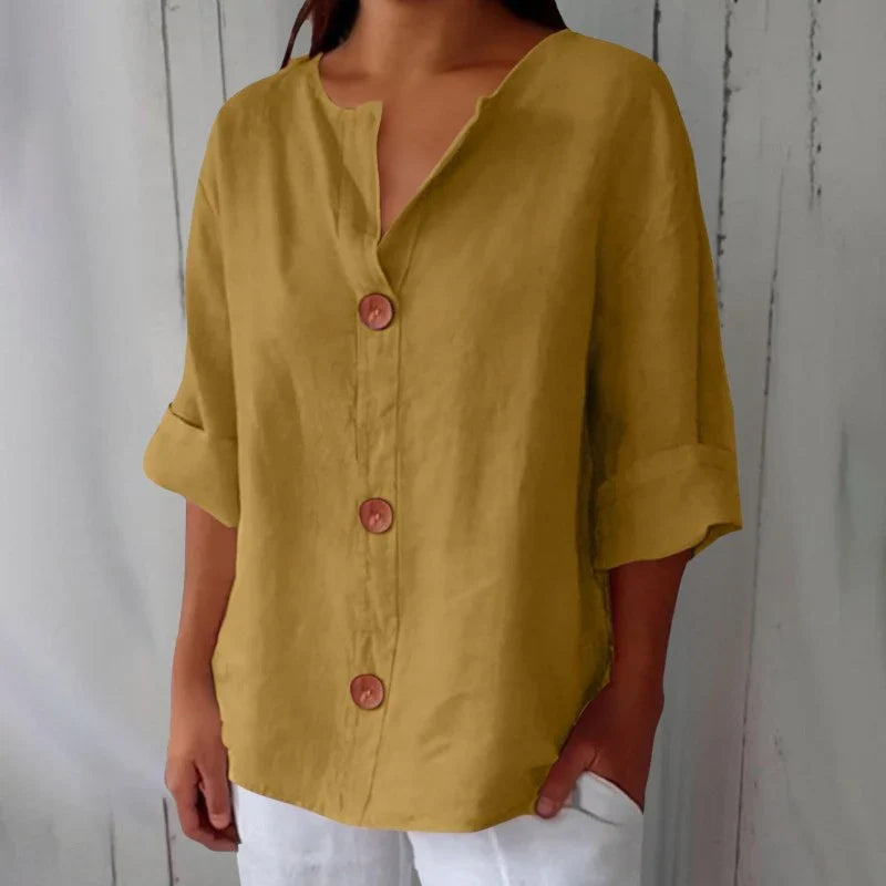 Camicetta da donna con scollo a V e maniche corte – Comoda e leggera – Azélie