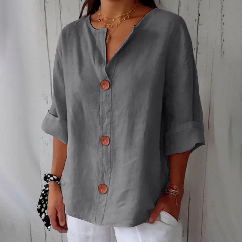 Camicetta da donna con scollo a V e maniche corte – Comoda e leggera – Azélie