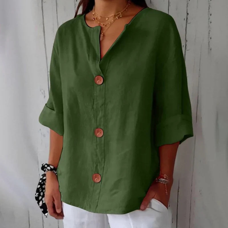Camicetta da donna con scollo a V e maniche corte – Comoda e leggera – Azélie