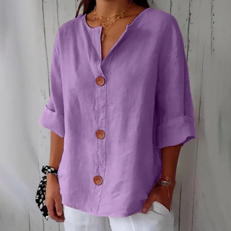 Camicetta da donna con scollo a V e maniche corte – Comoda e leggera – Azélie