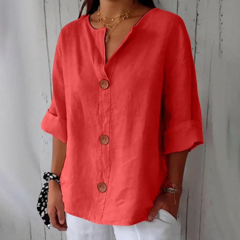 Camicetta da donna con scollo a V e maniche corte – Comoda e leggera – Azélie