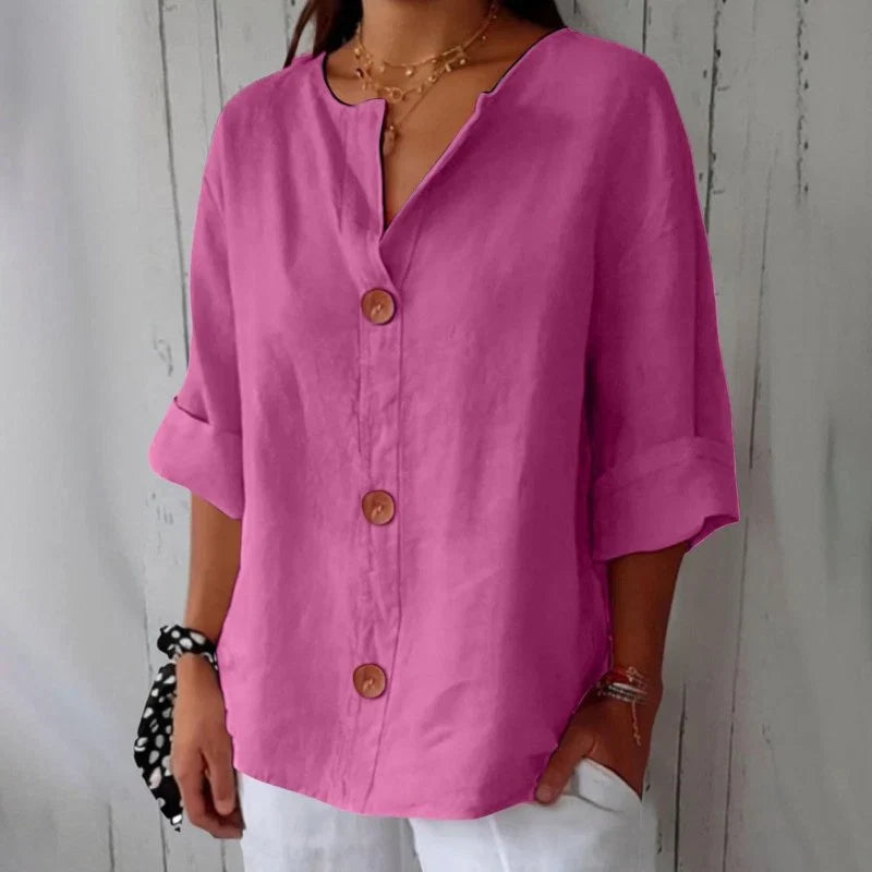 Camicetta da donna con scollo a V e maniche corte – Comoda e leggera – Azélie